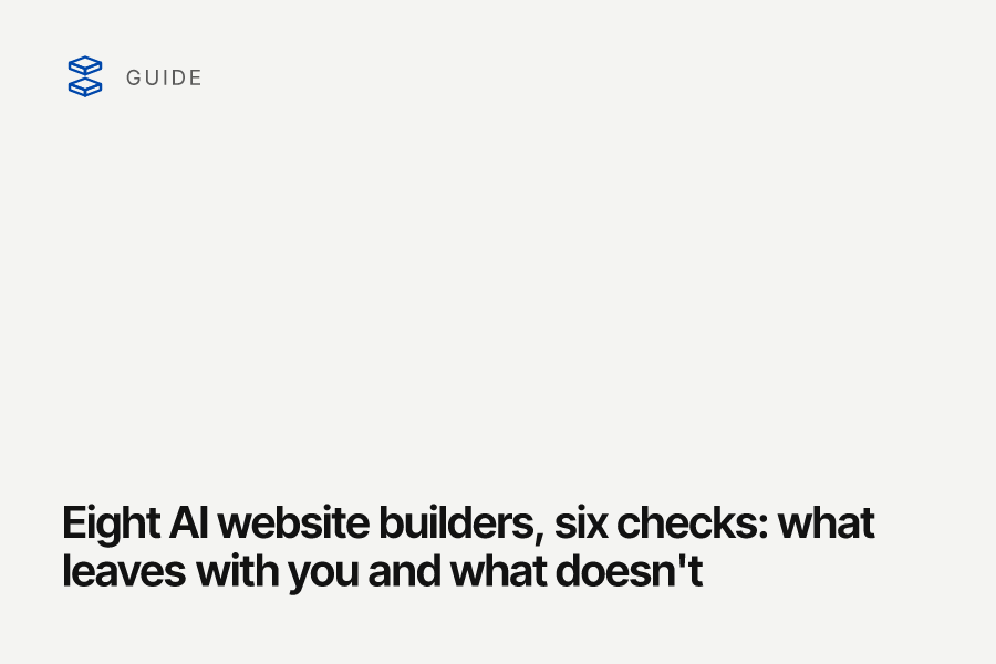 Eight AI website builders, six checks: what leaves with you and what doesn't